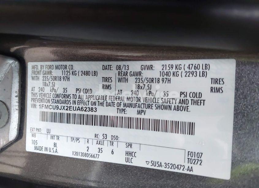 Photo 9 of 2014 Ford Escape TITANIUM (VIN 1FMCU9JX2EUA62383)