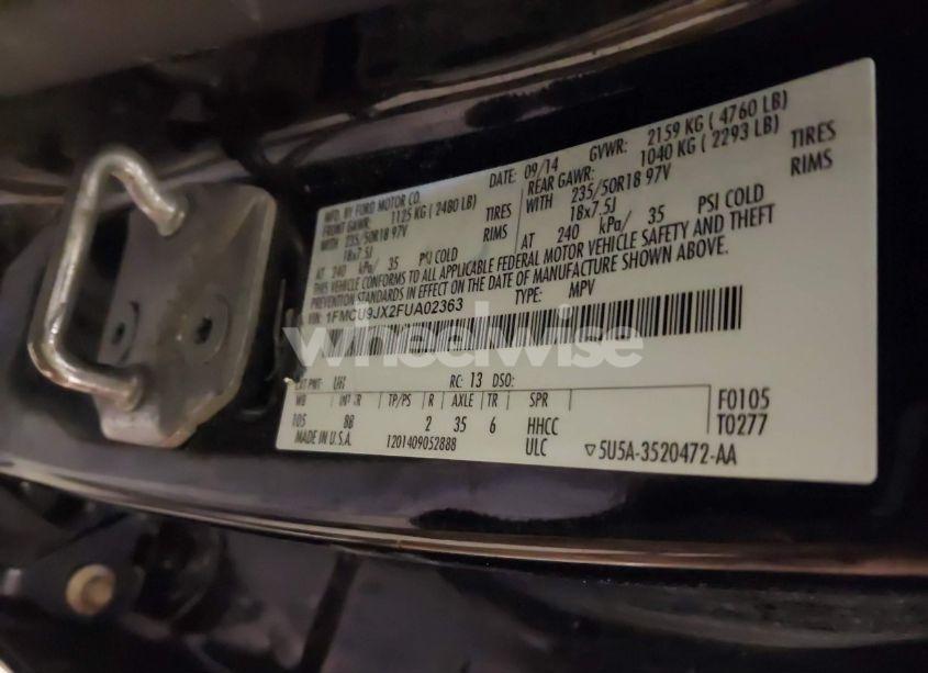 Photo 9 of 2015 Ford Escape TITANIUM (VIN 1FMCU9JX2FUA02363)