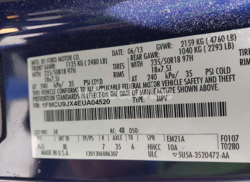 Photo 9 of 2014 Ford Escape TITANIUM (VIN 1FMCU9JX4EUA04520)