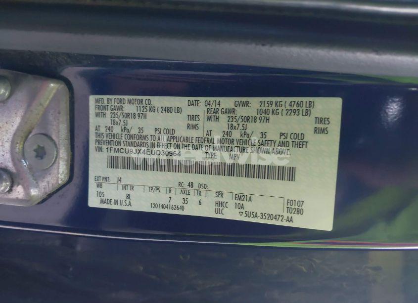 Photo 9 of 2014 Ford Escape TITANIUM (VIN 1FMCU9JX4EUD30964)