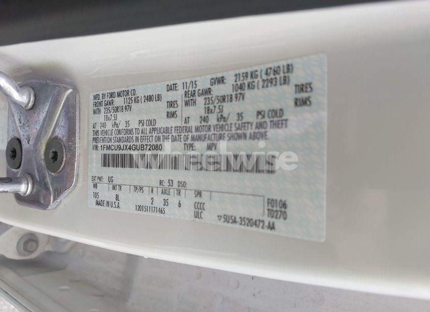 Photo 9 of 2016 Ford Escape TITANIUM (VIN 1FMCU9JX4GUB72080)