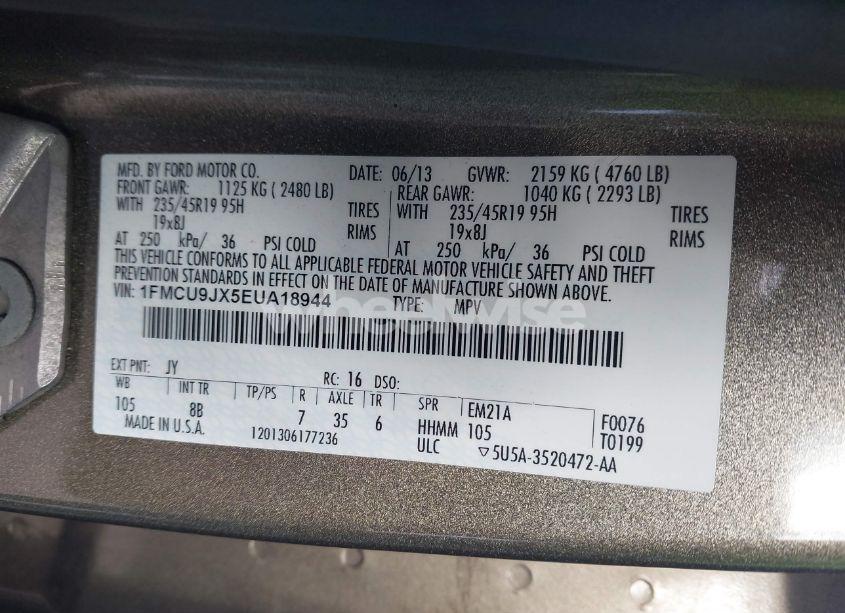 Photo 9 of 2014 Ford Escape TITANIUM (VIN 1FMCU9JX5EUA18944)