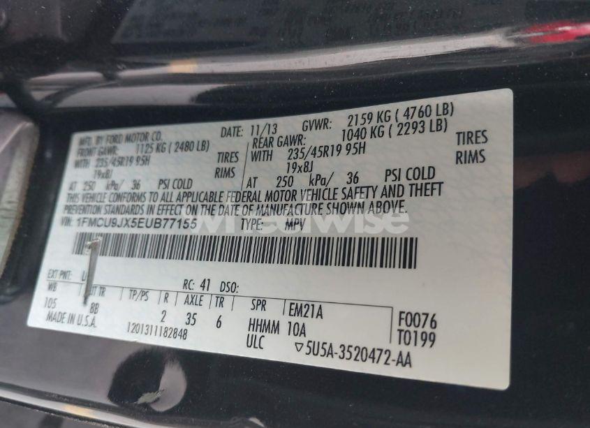 Photo 9 of 2014 Ford Escape TITANIUM (VIN 1FMCU9JX5EUB77155)