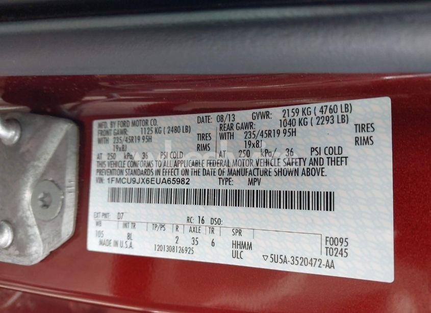 Photo 9 of 2014 Ford Escape TITANIUM (VIN 1FMCU9JX6EUA65982)