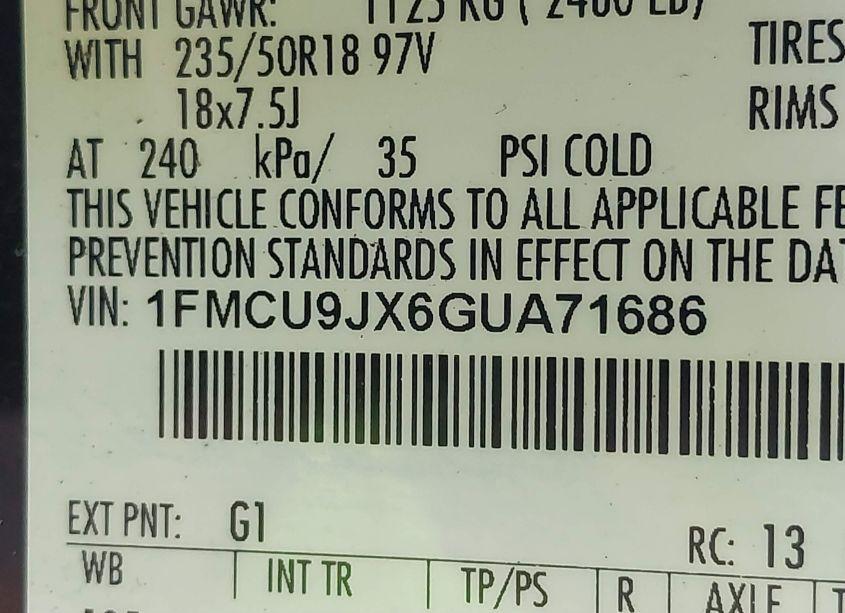 Photo 9 of 2016 Ford Escape TITANIUM (VIN 1FMCU9JX6GUA71686)