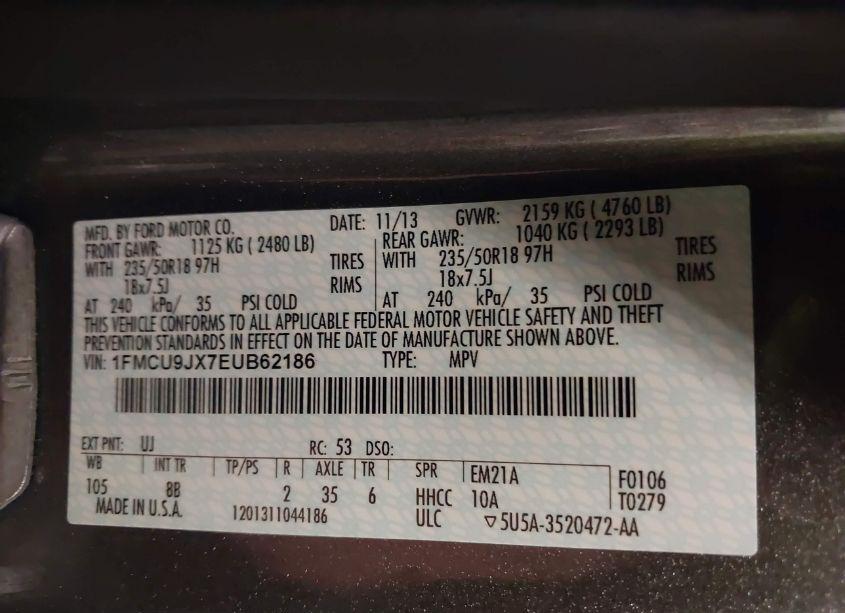 Photo 9 of 2014 Ford Escape TITANIUM (VIN 1FMCU9JX7EUB62186)