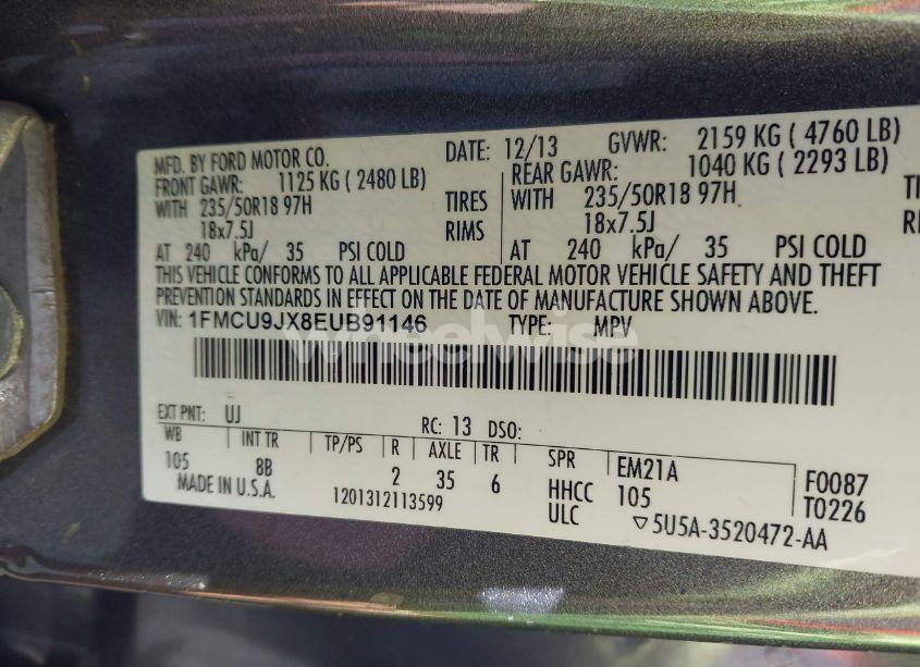 Photo 9 of 2014 Ford Escape TITANIUM (VIN 1FMCU9JX8EUB91146)