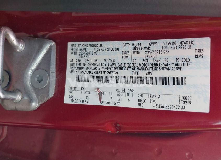 Photo 9 of 2014 Ford Escape TITANIUM (VIN 1FMCU9JX8EUD26738)