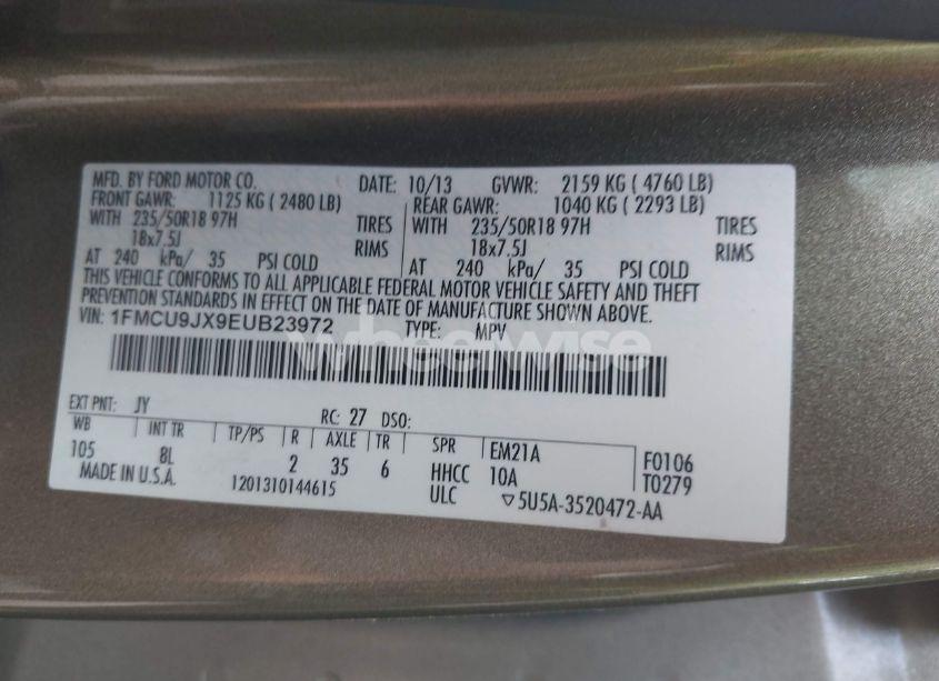 Photo 9 of 2014 Ford Escape TITANIUM (VIN 1FMCU9JX9EUB23972)