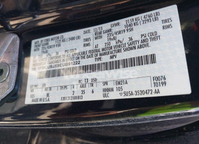 Photo 9 of 2014 Ford Escape TITANIUM (VIN 1FMCU9JX9EUB91222)