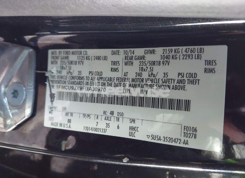 Photo 9 of 2015 Ford Escape TITANIUM (VIN 1FMCU9JX9FUA30970)