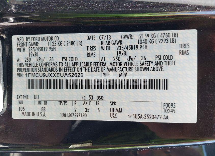 Photo 9 of 2014 Ford Escape TITANIUM (VIN 1FMCU9JXXEUA52622)