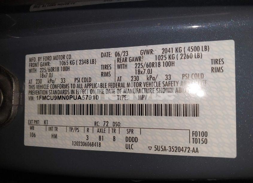 Photo 9 of 2023 Ford Escape ST-LINE (VIN 1FMCU9MN0PUA57910)