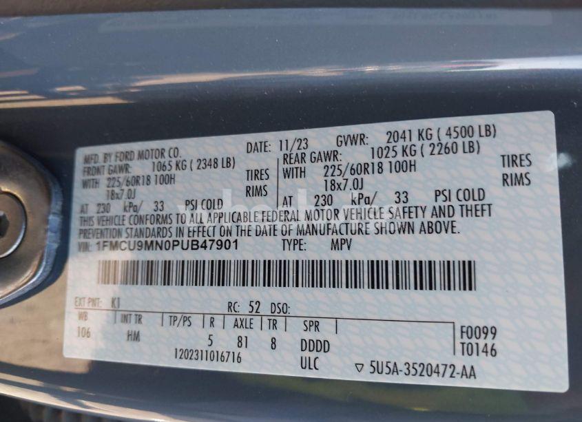 Photo 9 of 2023 Ford Escape ST-LINE (VIN 1FMCU9MN0PUB47901)