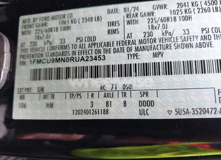 Photo 9 of 2024 Ford Escape ST-LINE (VIN 1FMCU9MN0RUA23453)