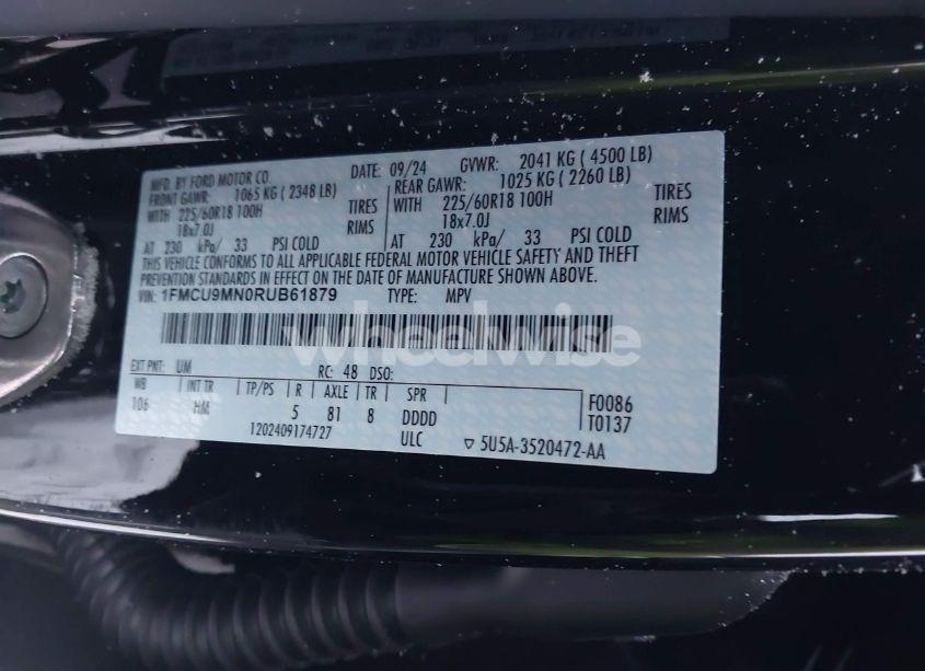 Photo 9 of 2024 Ford Escape ST-LINE (VIN 1FMCU9MN0RUB61879)