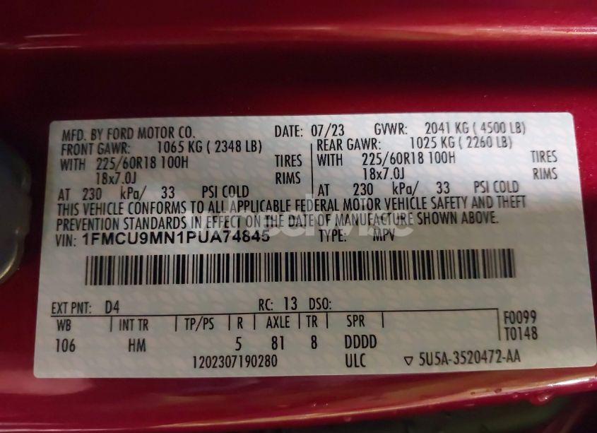 Photo 9 of 2023 Ford Escape ST-LINE (VIN 1FMCU9MN1PUA74845)