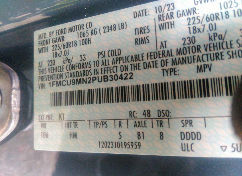 Photo 9 of 2023 Ford Escape ST-LINE (VIN 1FMCU9MN2PUB30422)