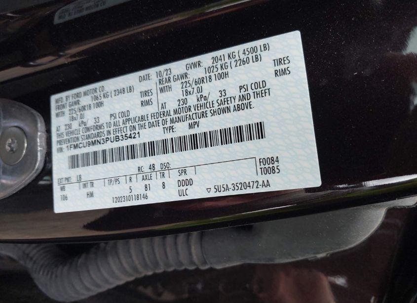 Photo 9 of 2023 Ford Escape ST-LINE (VIN 1FMCU9MN3PUB35421)