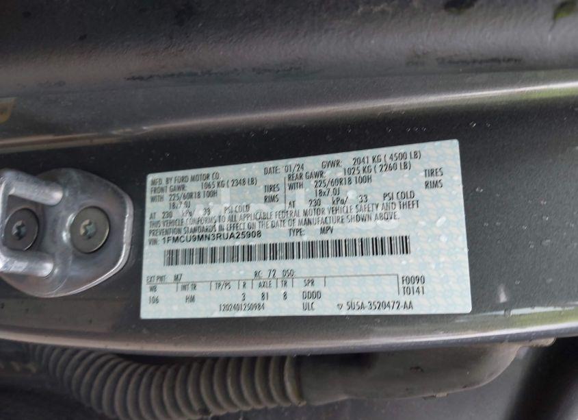 Photo 9 of 2024 Ford Escape ST-LINE (VIN 1FMCU9MN3RUA25908)