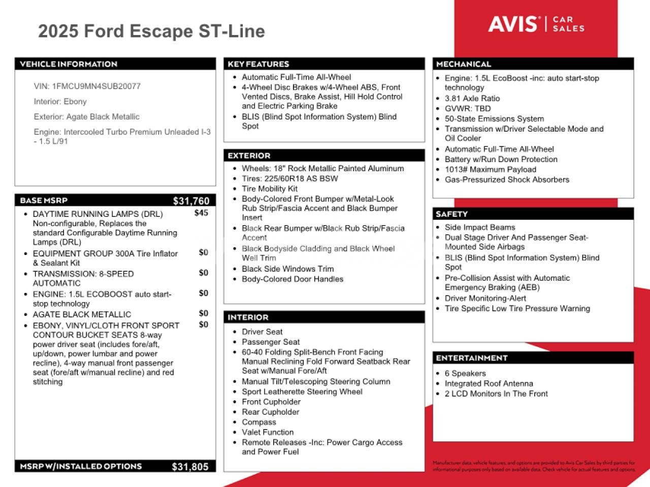 Photo 13 of 2025 FORD ESCAPE ST LINE N/A (VIN 1FMCU9MN4SUB20077)