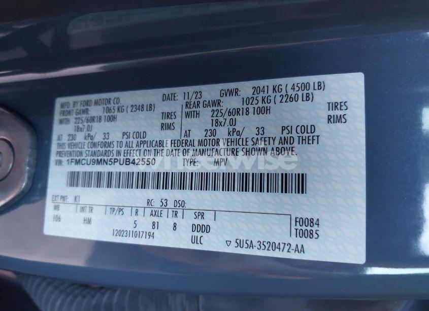 Photo 9 of 2023 Ford Escape ST-LINE (VIN 1FMCU9MN5PUB42550)