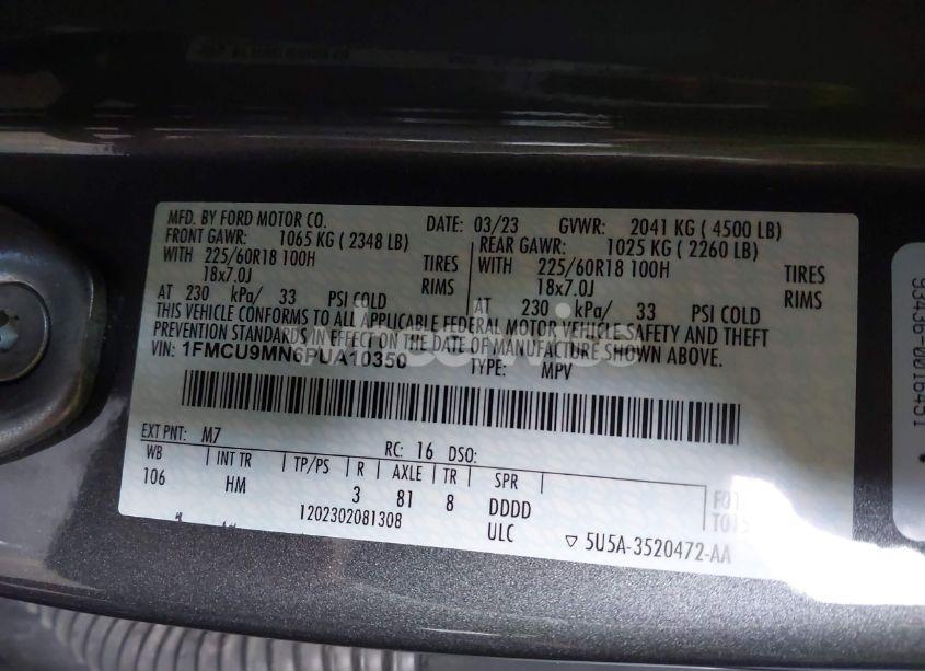 Photo 9 of 2023 Ford Escape ST-LINE (VIN 1FMCU9MN6PUA10350)