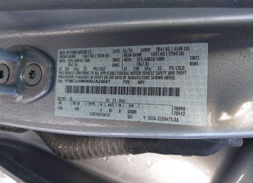 Photo 9 of 2024 Ford Escape ST-LINE (VIN 1FMCU9MN8RUA24687)