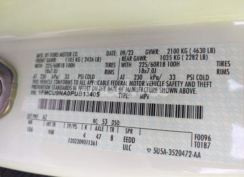 Photo 9 of 2023 Ford Escape ST-LINE SELECT (VIN 1FMCU9NA0PUB13405)