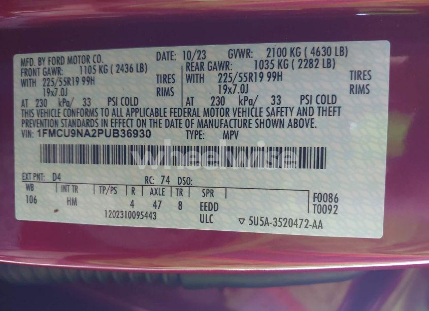 Photo 9 of 2023 Ford Escape ST-LINE SELECT (VIN 1FMCU9NA2PUB36930)