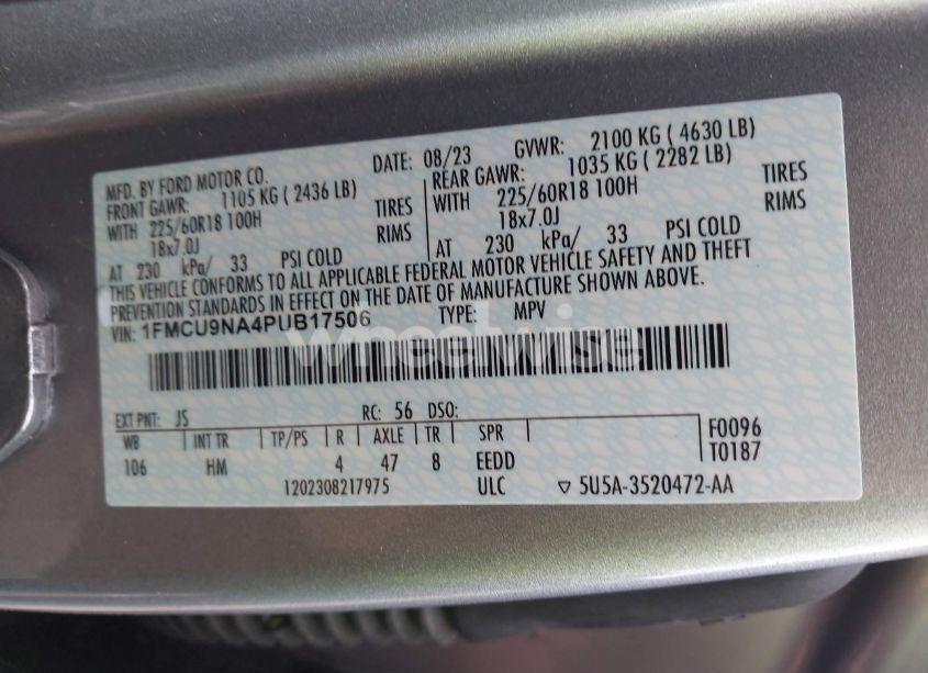 Photo 9 of 2023 Ford Escape ST-LINE SELECT (VIN 1FMCU9NA4PUB17506)