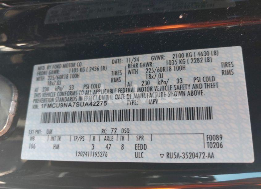 Photo 9 of 2025 Ford Escape ST-LINE SELECT (VIN 1FMCU9NA7SUA42275)