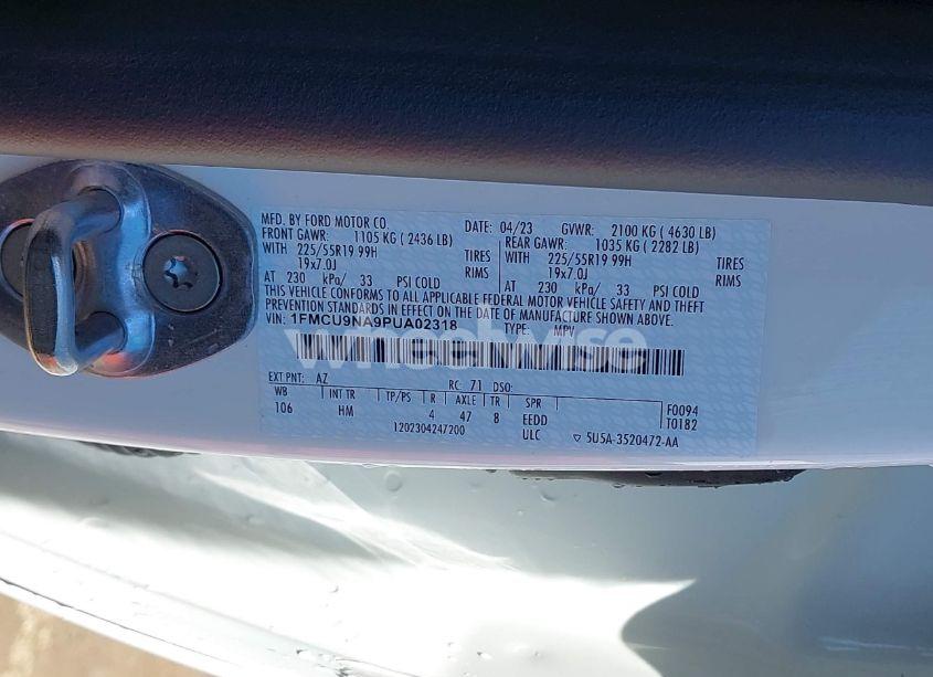 Photo 9 of 2023 Ford Escape ST-LINE SELECT (VIN 1FMCU9NA9PUA02318)