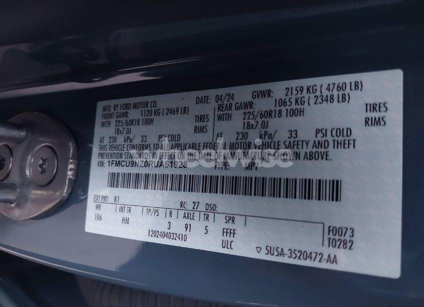Photo 9 of 2024 Ford Escape ST-LINE SELECT (VIN 1FMCU9NZ0RUA61928)