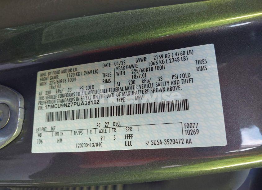 Photo 9 of 2023 Ford Escape ST-LINE SELECT (VIN 1FMCU9NZ7PUA36182)