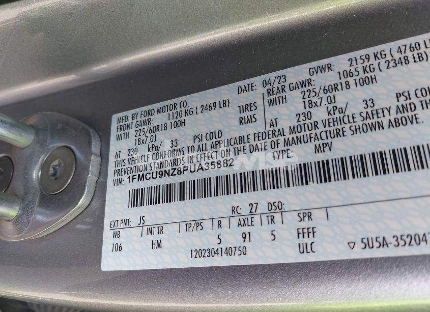 Photo 9 of 2023 Ford Escape ST-LINE SELECT (VIN 1FMCU9NZ8PUA35882)