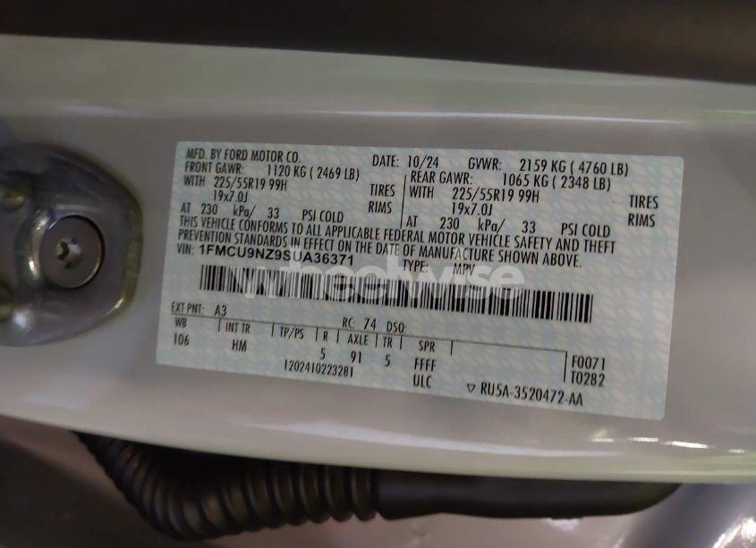 Photo 9 of 2025 Ford Escape ST-LINE SELECT (VIN 1FMCU9NZ9SUA36371)