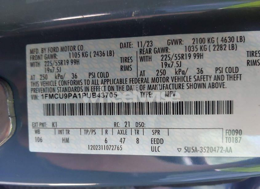 Photo 9 of 2023 Ford Escape ST-LINE ELITE (VIN 1FMCU9PA1PUB43705)