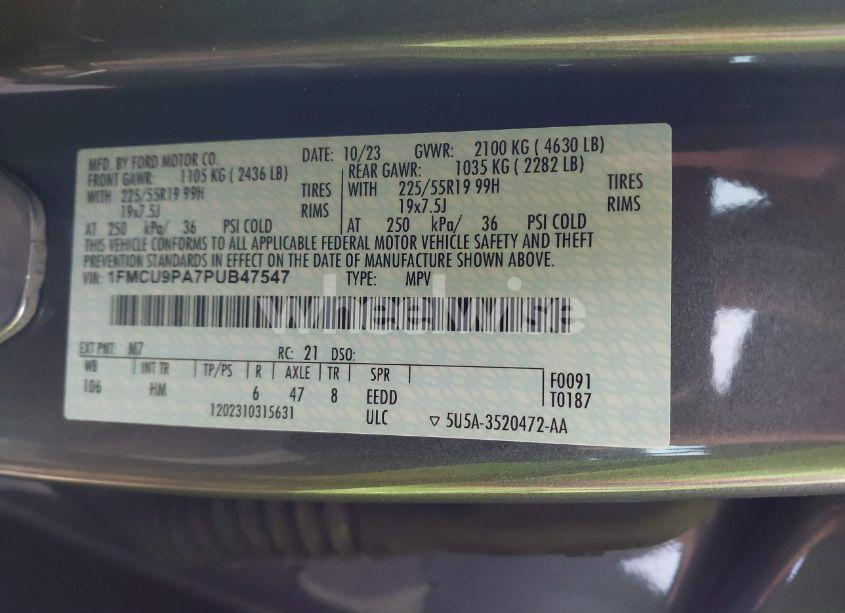 Photo 9 of 2023 Ford Escape ST-LINE ELITE (VIN 1FMCU9PA7PUB47547)