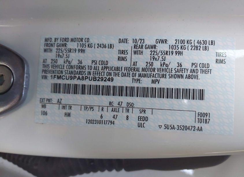 Photo 9 of 2023 Ford Escape ST-LINE ELITE (VIN 1FMCU9PA8PUB29249)