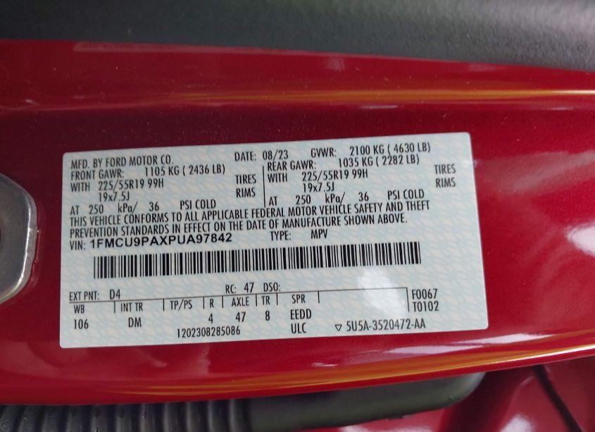 Photo 9 of 2023 Ford Escape ST-LINE ELITE (VIN 1FMCU9PAXPUA97842)