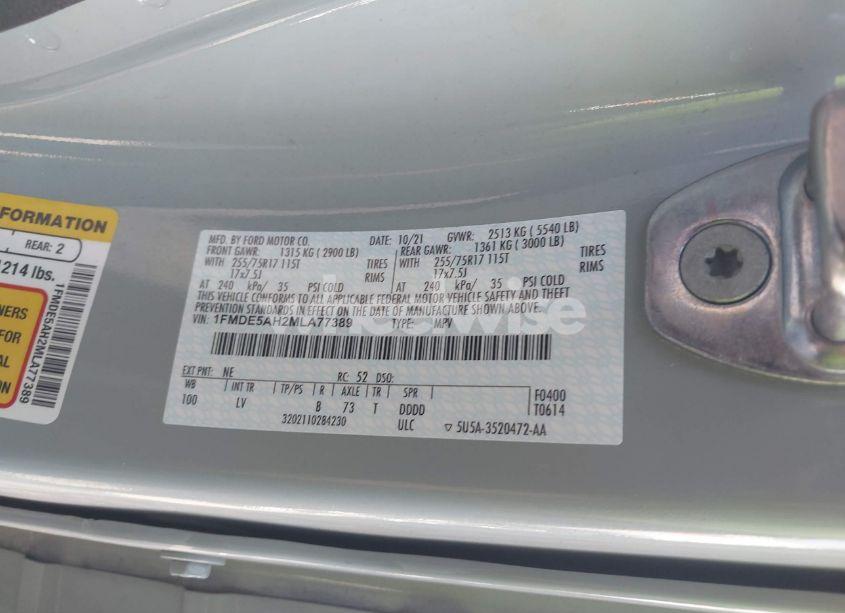 Photo 9 of 2021 Ford Bronco BIG BEND (VIN 1FMDE5AH2MLA77389)