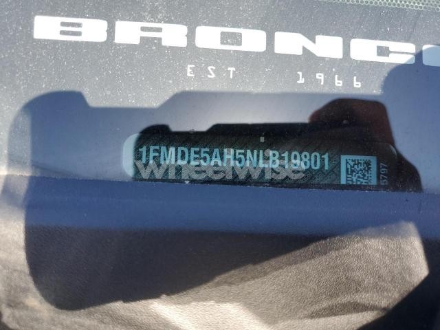Photo 2 of 2022 FORD BRONCO BASE N/A (VIN 1FMDE5AH5NLB19801)