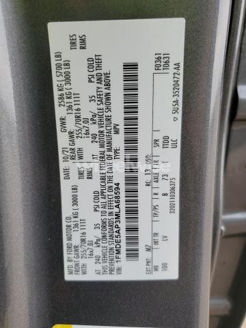 2021 FORD BRONCO BASE N/A (VIN 1FMDE5AP3MLA68594) main photo