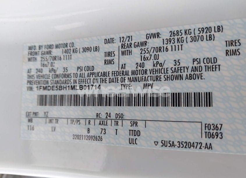 Photo 9 of 2021 Ford Bronco (VIN 1FMDE5BH1MLB01714)