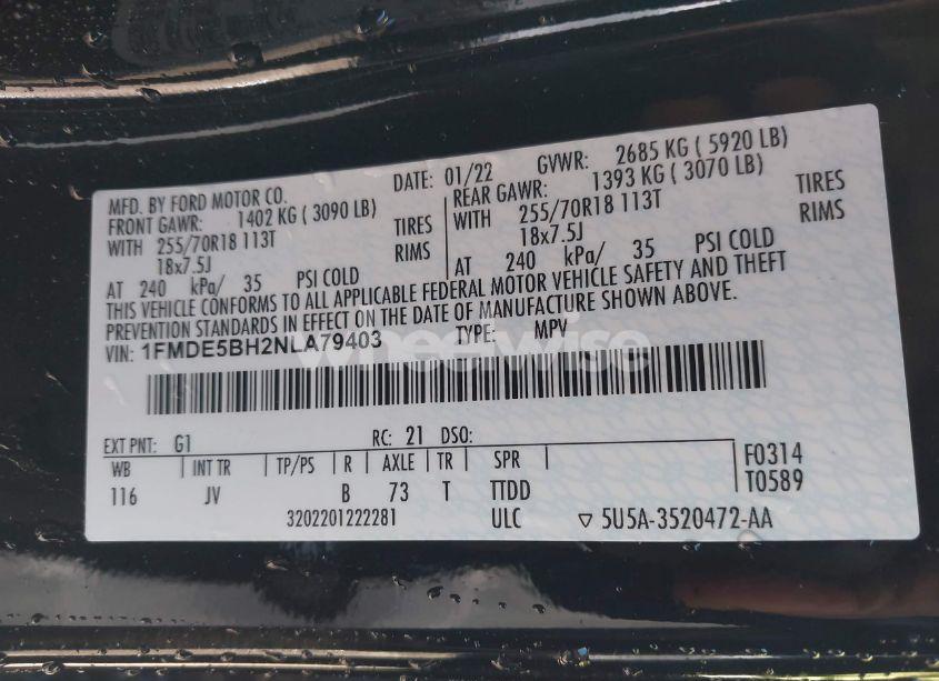 Photo 9 of 2022 Ford Bronco OUTER BANKS (VIN 1FMDE5BH2NLA79403)