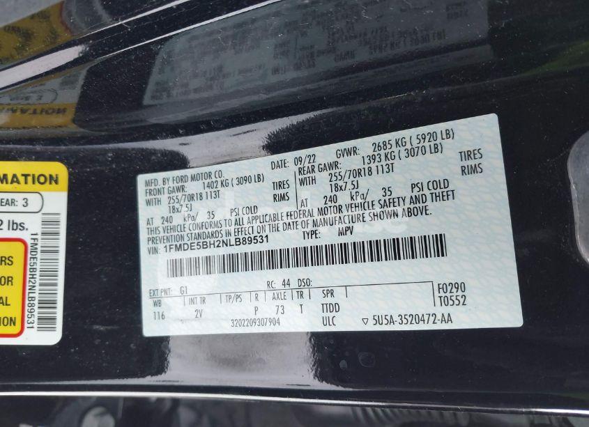 Photo 9 of 2022 Ford Bronco BIG BEND/BLACK DIAMOND/OUTER BANKS (VIN 1FMDE5BH2NLB89531)