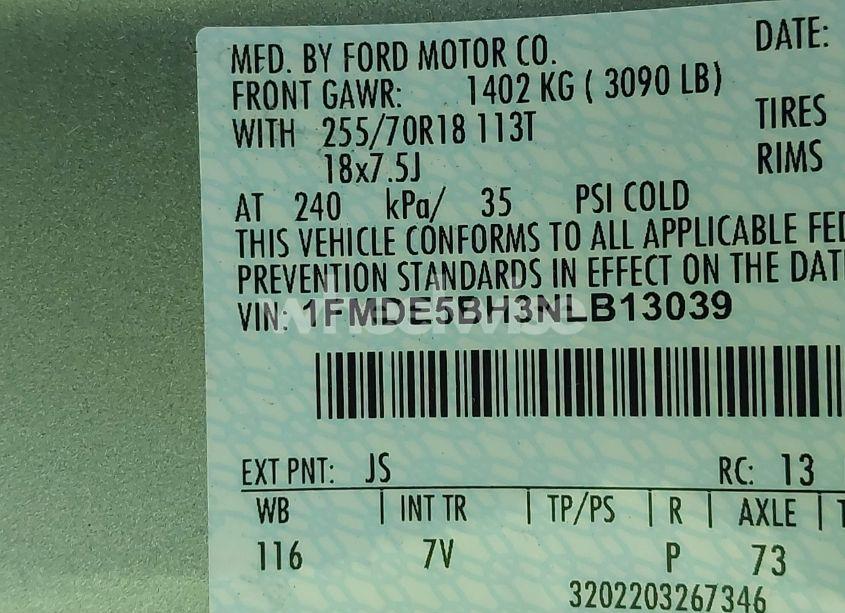 Photo 9 of 2022 Ford Bronco OUTER BANKS (VIN 1FMDE5BH3NLB13039)