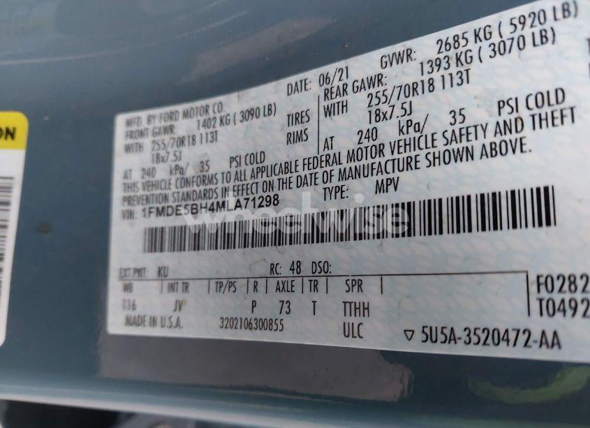 Photo 9 of 2021 Ford Bronco OUTER BANKS (VIN 1FMDE5BH4MLA71298)