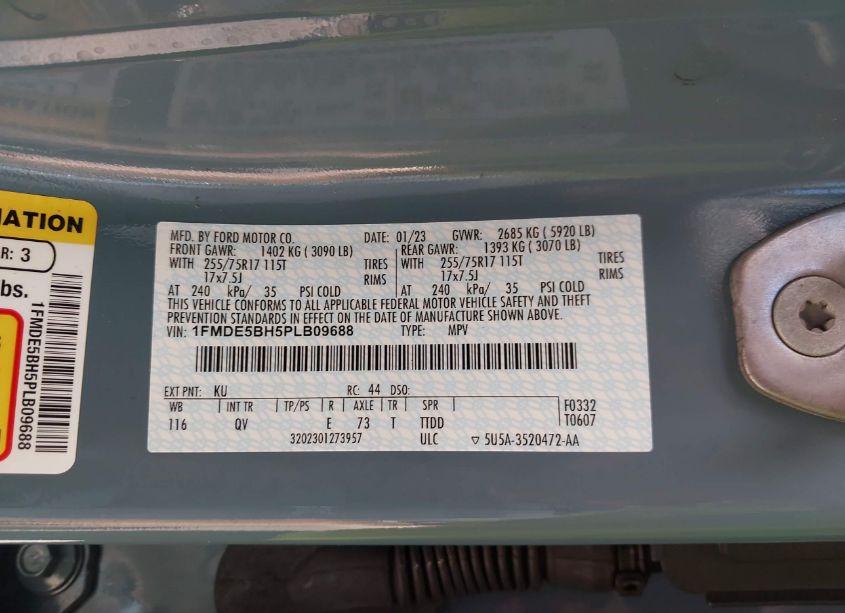 Photo 9 of 2023 Ford Bronco BIG BEND (VIN 1FMDE5BH5PLB09688)